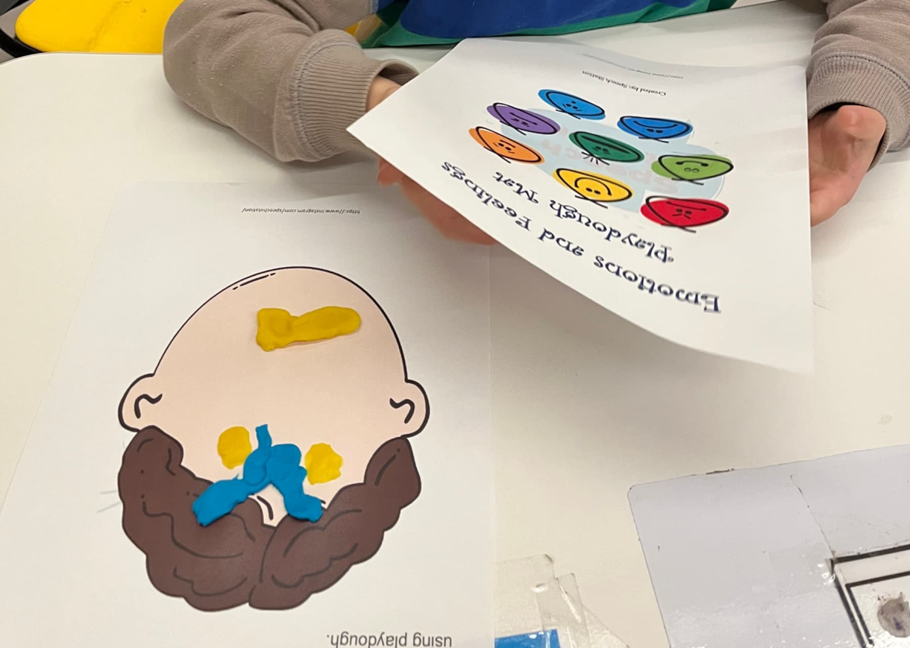 Playdough activity during speech therapy